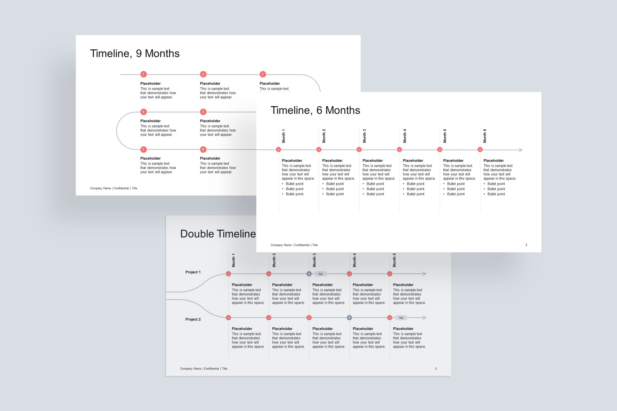Timeline Arrow Set #1 Minimalist with 6 timeline variations